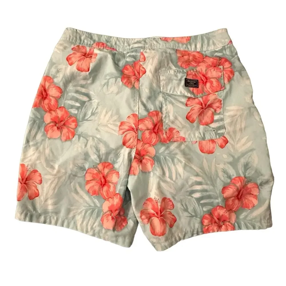 Abercrombie & Fitch Swim Trunks SIZE 32 Stretch Tropical Hawaiian Flowers Floral